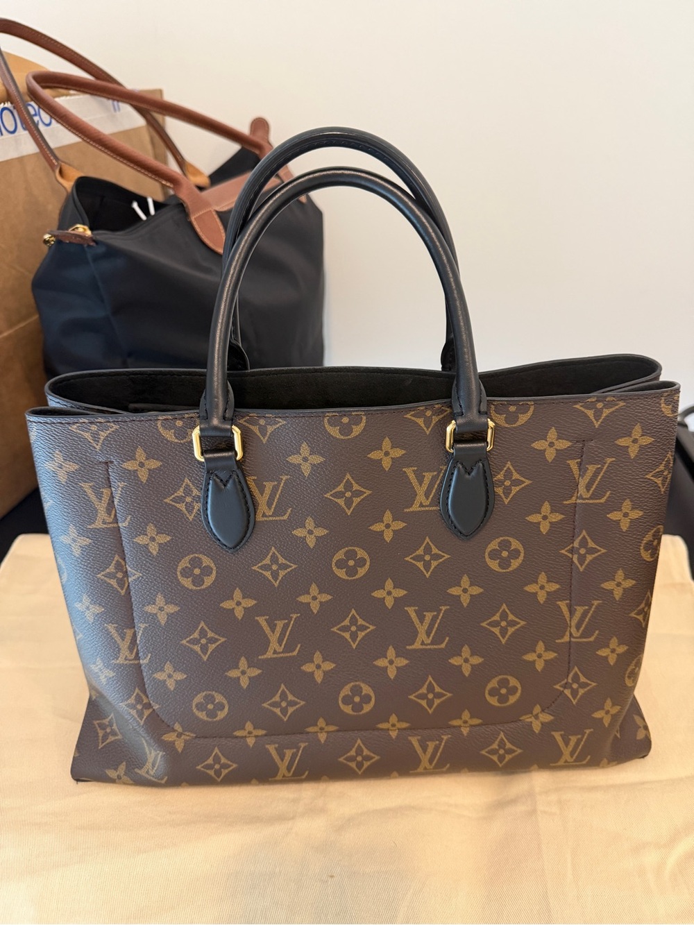 Louis Vuitton Monogram Canvas Tote with Black Handles and Gold Hardware - Picture 2 of 2
